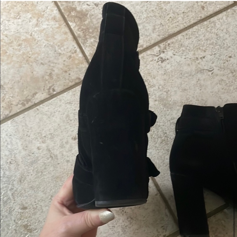 SAINT LAURENT Black Suede Buckle Ankle Boots w/ buckles - Picture 8 of 12